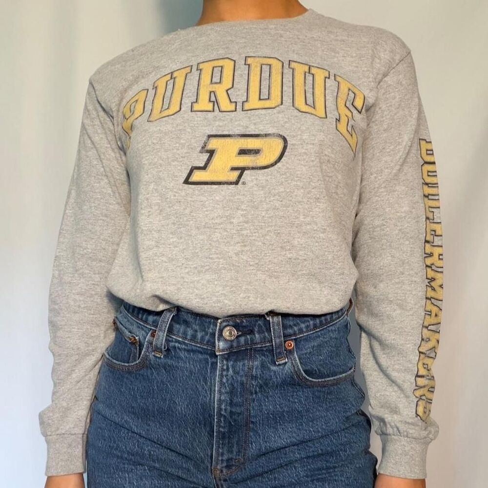 Purdue long sleeve grey tee